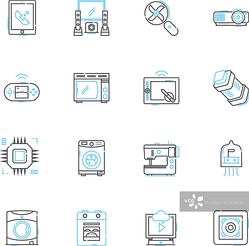 智能连接的家庭自动化线性图标图片素材