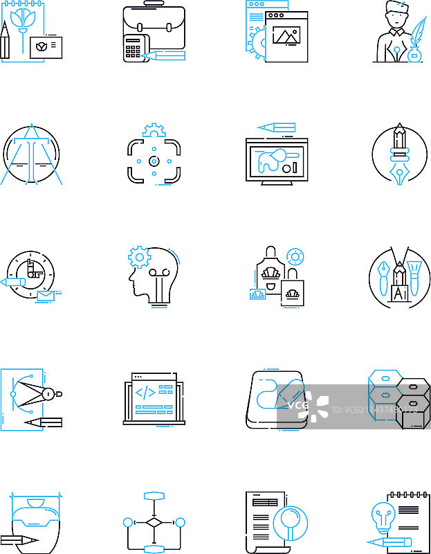 概念框架线性图标集结构图片素材