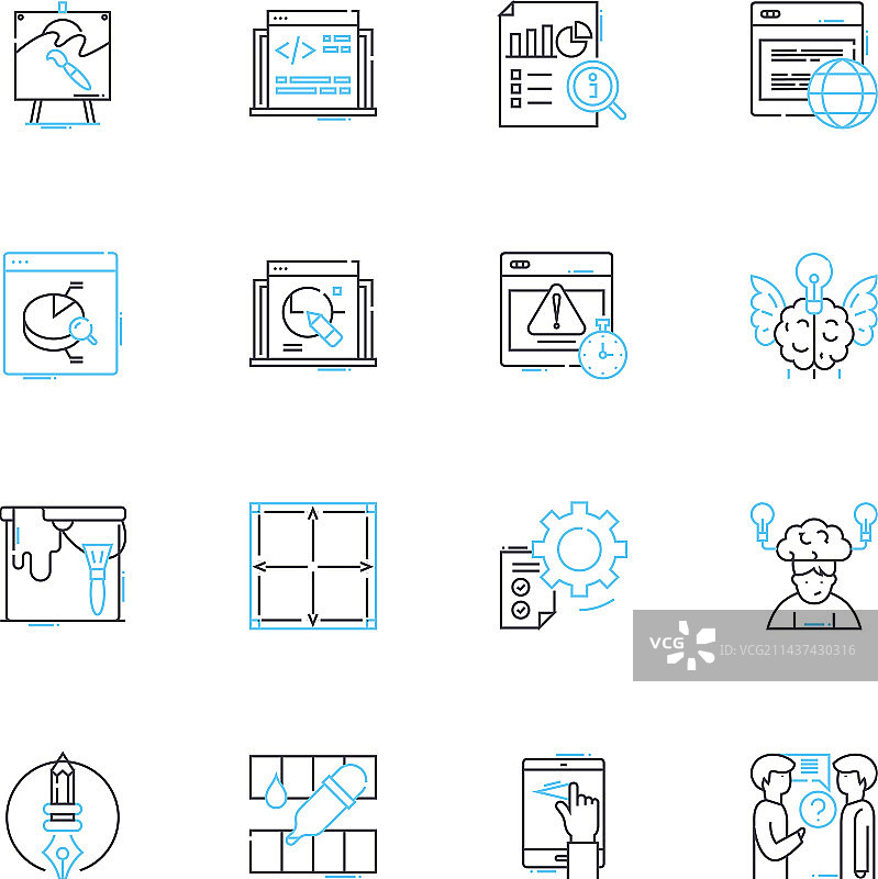 抽象艺术线性彩色图标图片素材