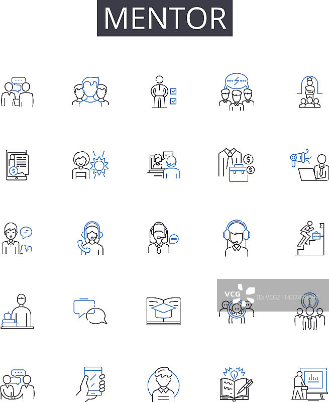 教练指导导师线性图标合集图片素材