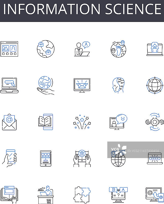 信息科学线性图标合集图片素材