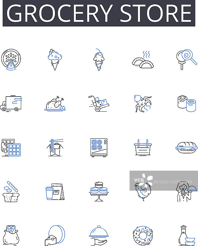 食品杂货店便利系列线性图标图片素材