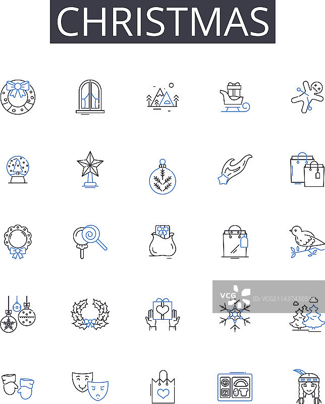 圣诞节线条图标合集图片素材