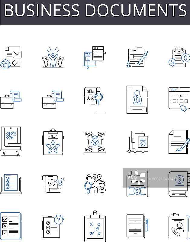 商业文件线性图标合集图片素材