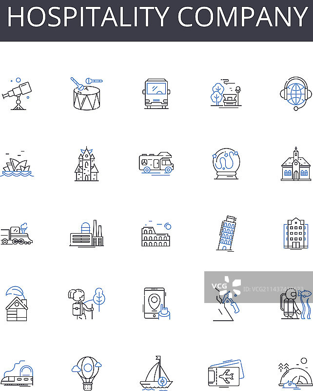 酒店服务公司线性图标合集图片素材