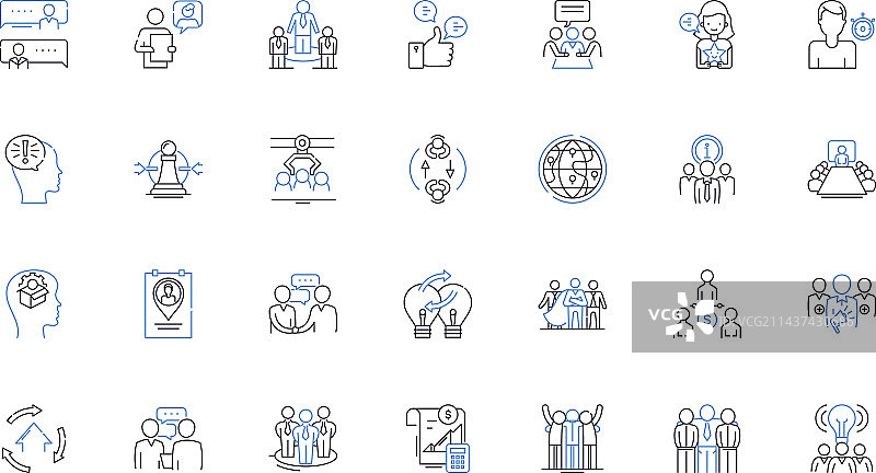 工业分组线性图标合集图片素材