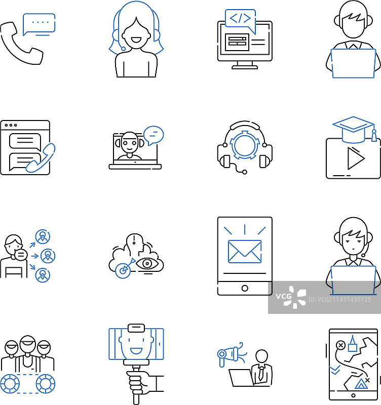 电商在线购物线性图标合集图片素材