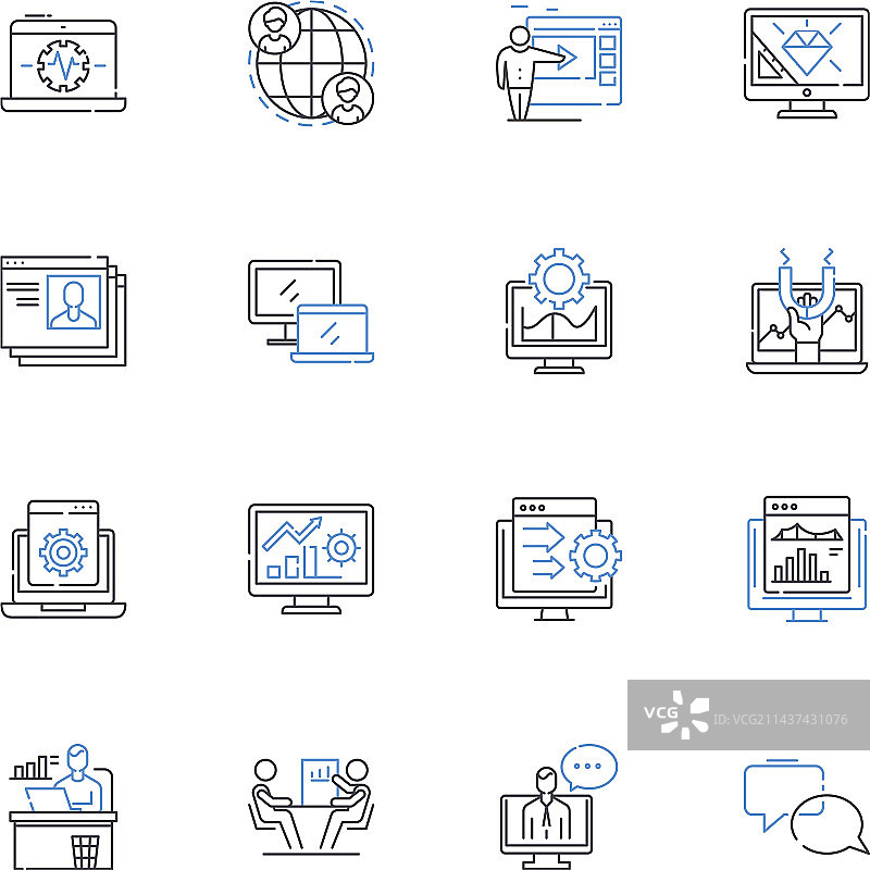 电子商务网络商业线性图标合集图片素材
