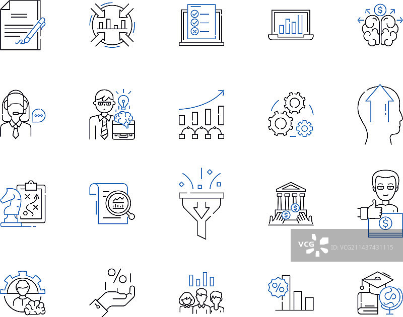 收入来源线性图标集广告图片素材