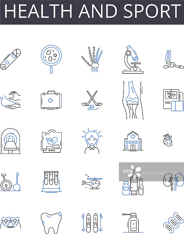 健康运动健身线条图标合集图片素材