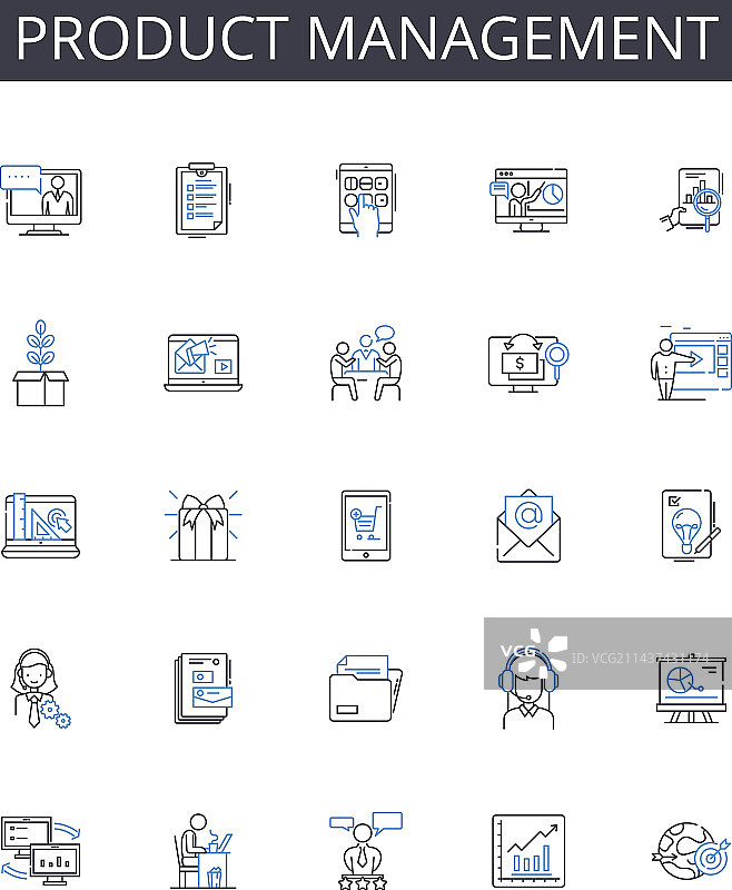 产品管理线性图标集业务图片素材