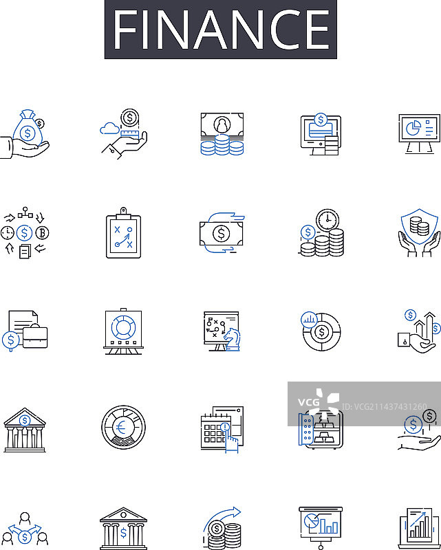 会计金融线条图标合集图片素材