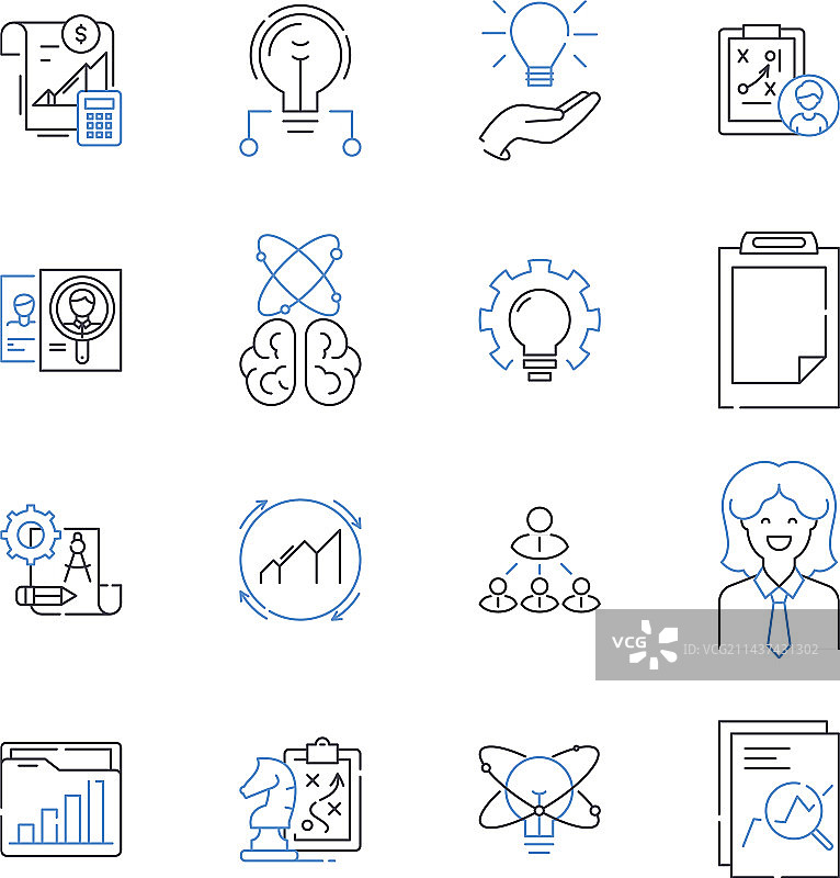 竞争优势线性图标合集图片素材