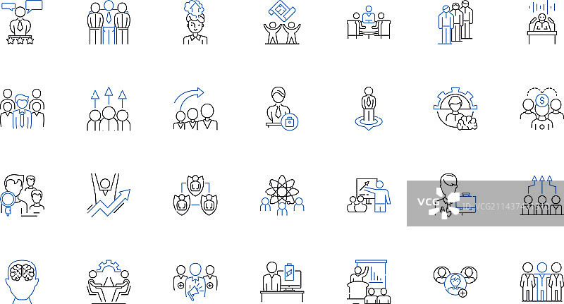 木匠的男子气概行业线性图标集合图片素材