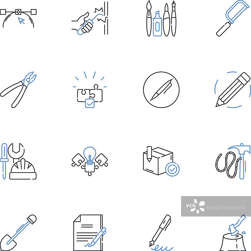 乐器线性图标合集：吉他、钢琴图片素材