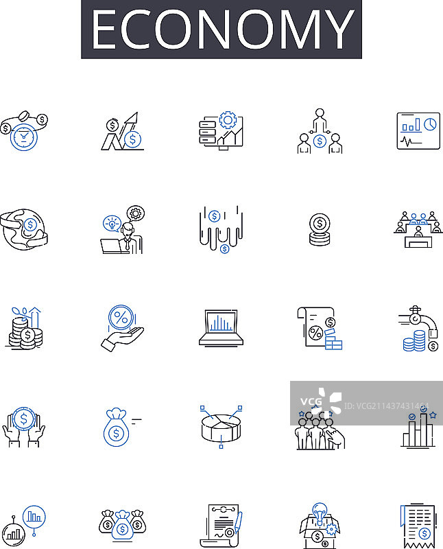 经济线条图标集合商业金融图片素材