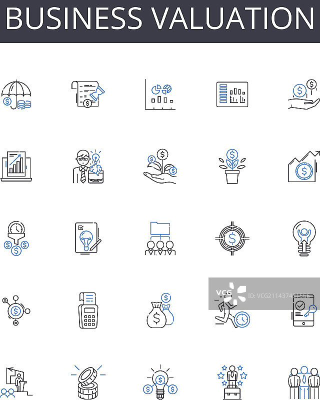 企业估值线性图标集合图片素材