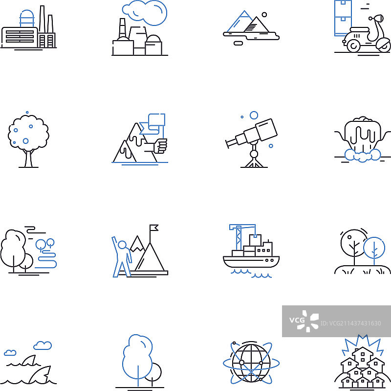 阳光明媚的草地线性图标图片素材