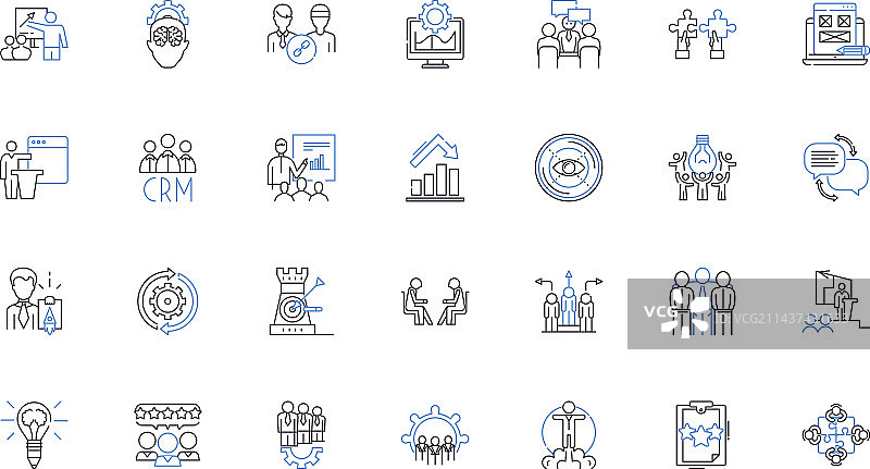 办公室员工效率线性图标合集图片素材