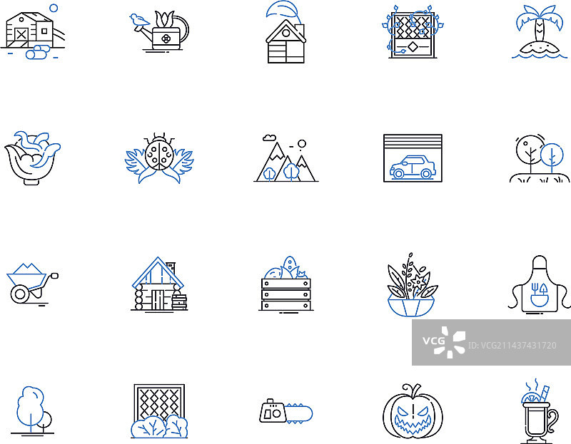 后院线条图标合集草坪庭院图片素材