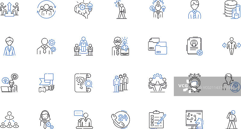 办公人员线条图标合集图片素材