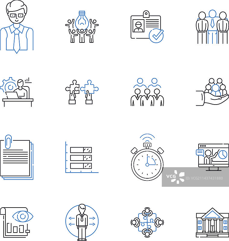 团队合作线条图标合集图片素材