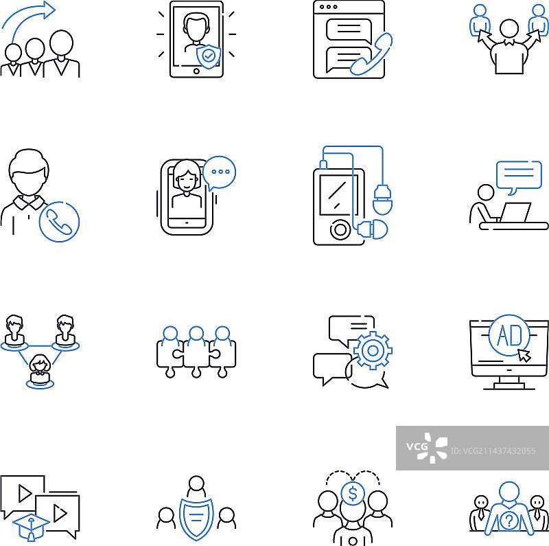 企业世界线性图标合集图片素材