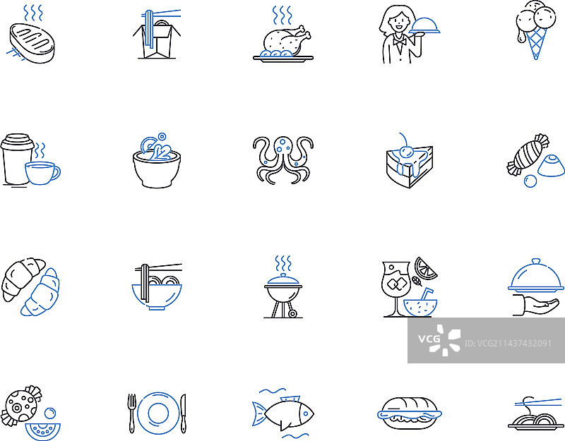 高品质美食线性图标合集图片素材