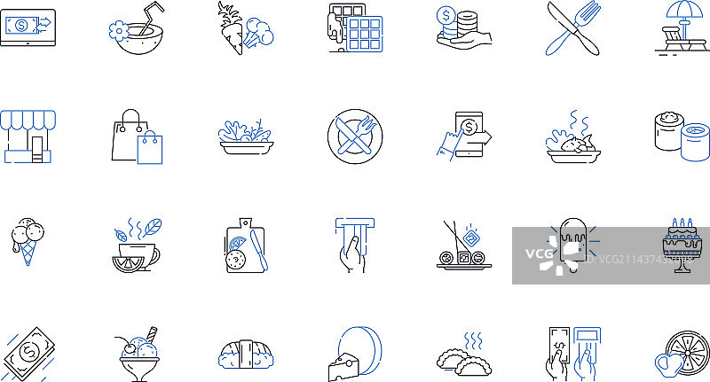 美味零食线性图标合集图片素材