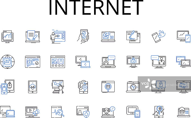 互联网线条图标合集，万维网图片素材