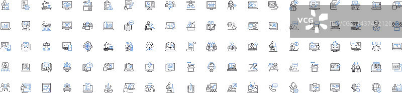 办公空间线性图标合集：隔间图片素材