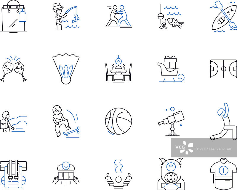 休闲时光线性图标合集图片素材