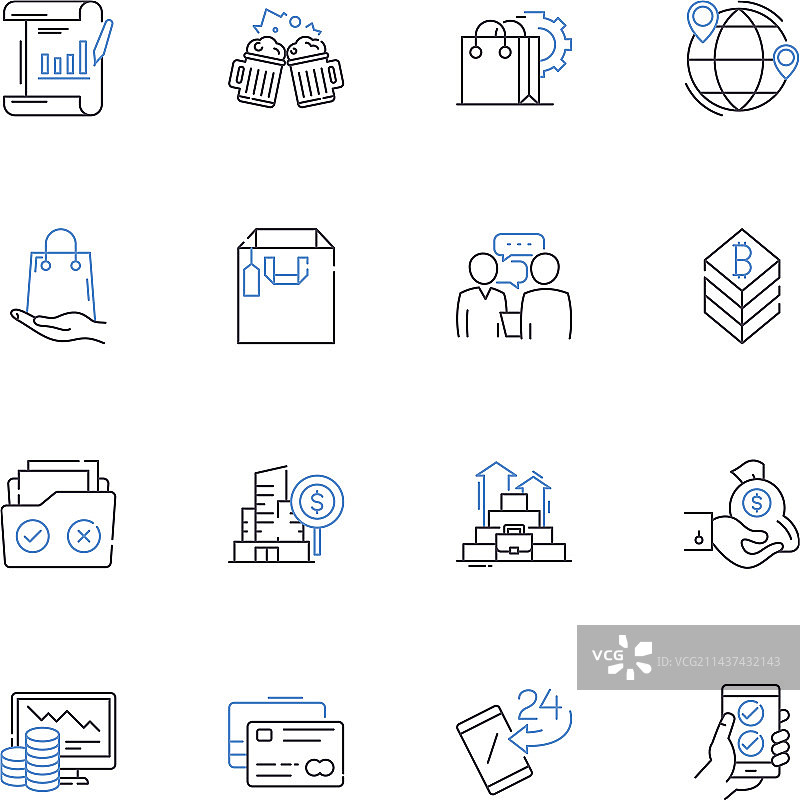 实际收入线性图标集合：工资薪金图片素材