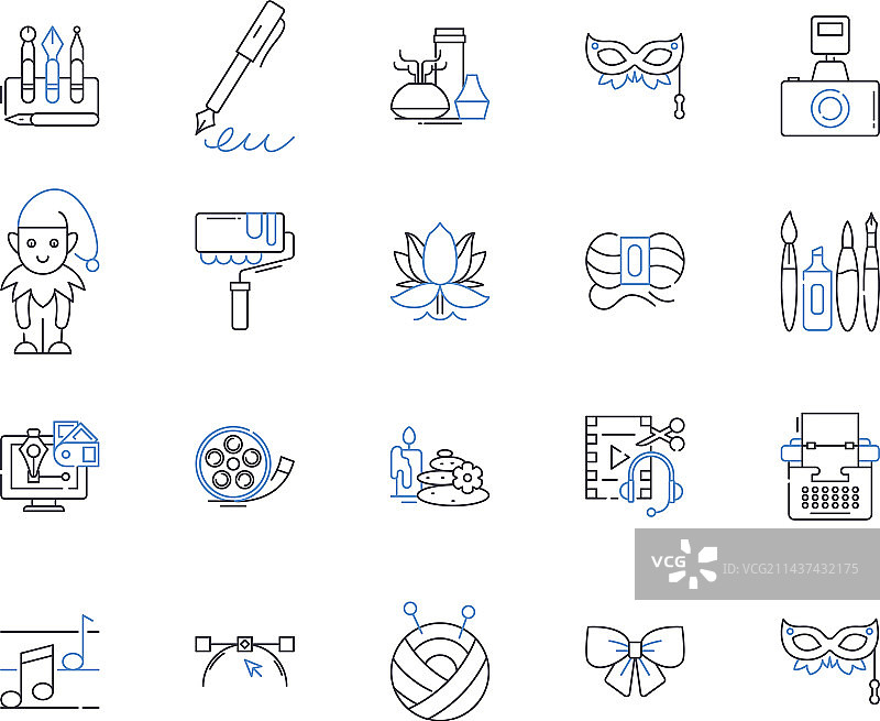 清晰的文字工作者线性图标合集图片素材