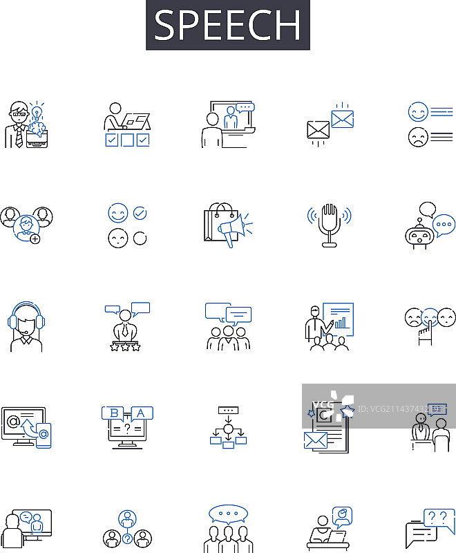 演讲线性图标集合不确定性图片素材