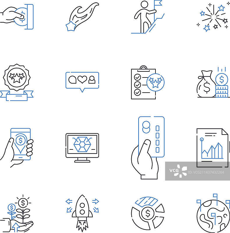 财富成功线性图标图片素材