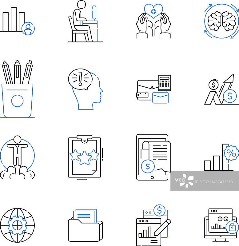 思考与冥想线条图标合集图片素材