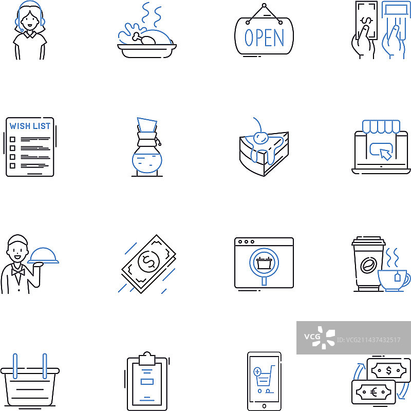 礼品店纪念品线性图标合集图片素材