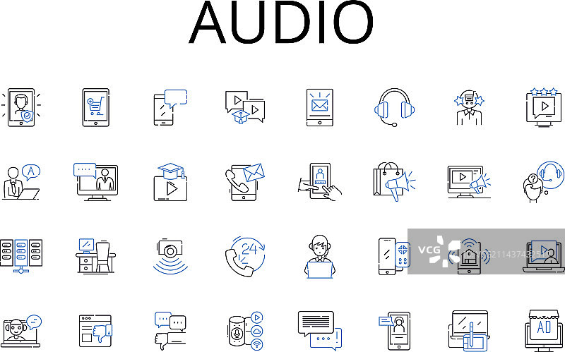 音频线性图标集合：声音音乐旋律图片素材