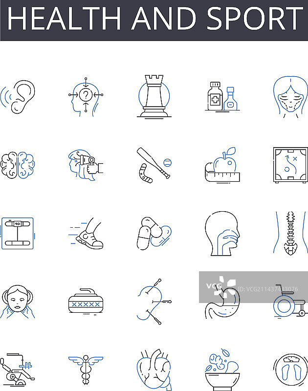 健康与运动线性图标合集图片素材