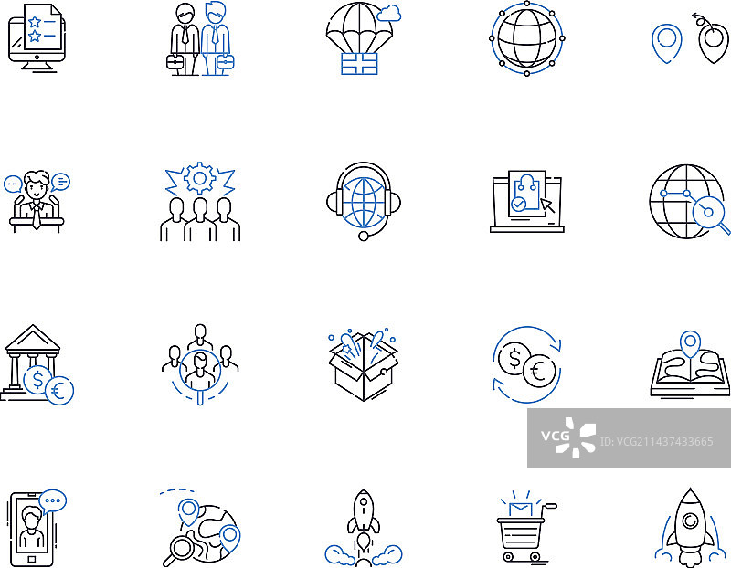 洲际商务线条图标合集图片素材