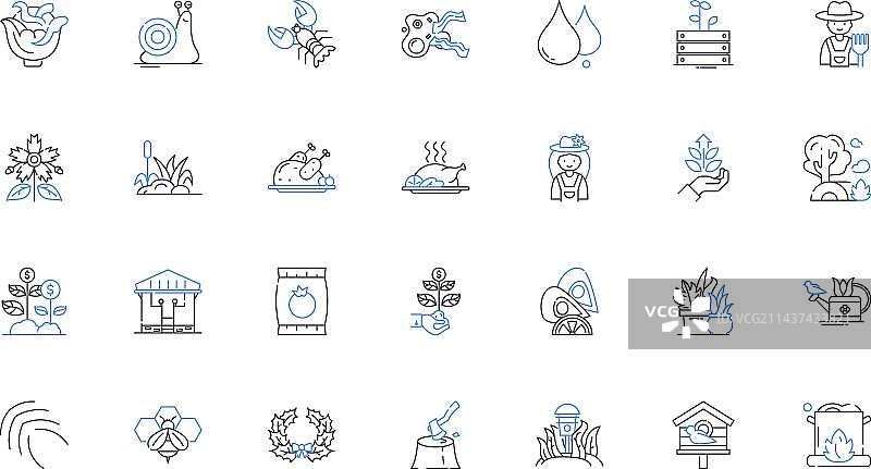 畜牧业线条图标合集：牛图片素材