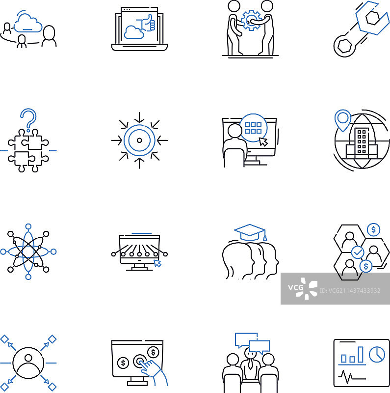 反馈循环线性图标集合响应图片素材