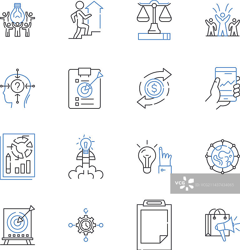 品牌定位线性图标集合标识图片素材