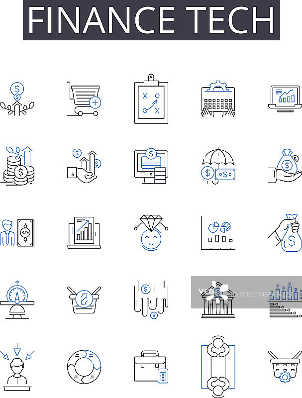 金融科技法律援助线条图标集图片素材