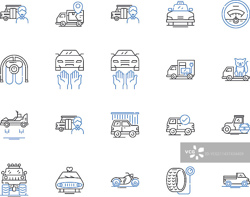 实用拖车线性图标合集图片素材