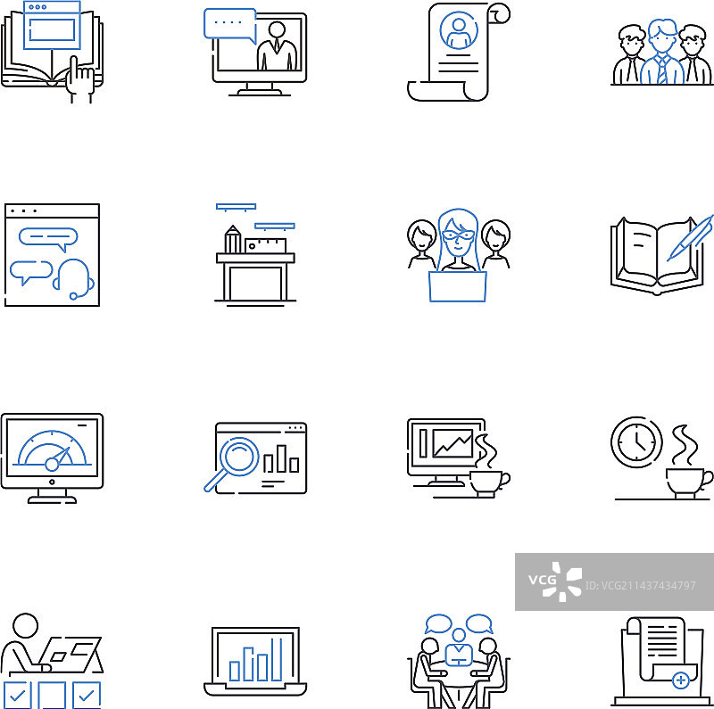 独立承包商线条图标合集图片素材