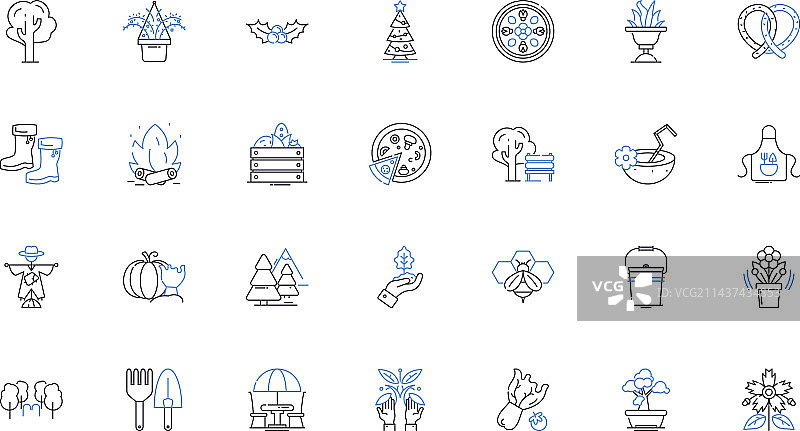 农业收获线条图标合集图片素材