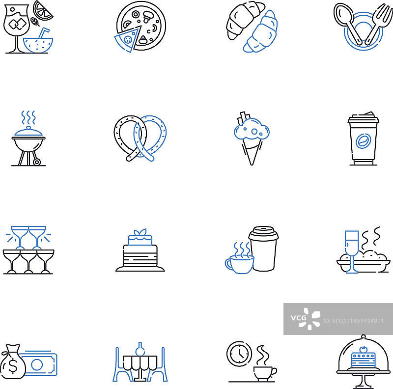 新鲜健康果汁吧线条图标合集图片素材