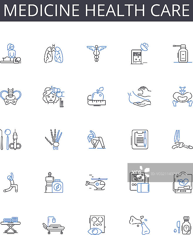 医疗保健线性图标合集图片素材
